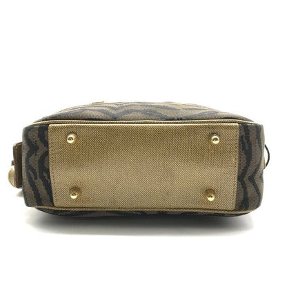 Fendi Zebra Pattern Canvas 2-Way Bag Brown Bag