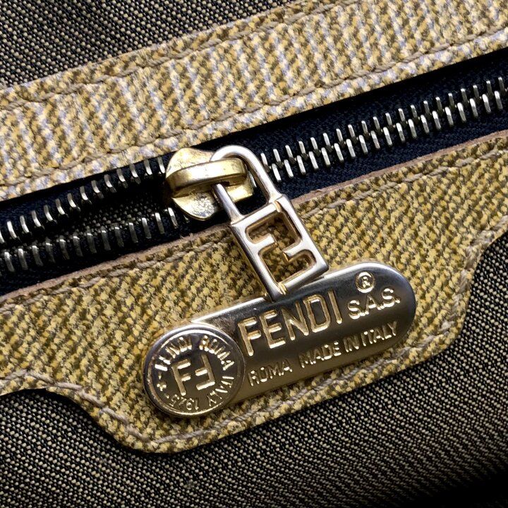 Fendi Zebra Pattern Canvas 2-Way Bag Brown Bag