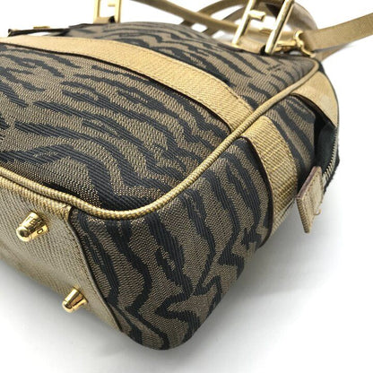 Fendi Zebra Pattern Canvas 2-Way Bag Brown Bag