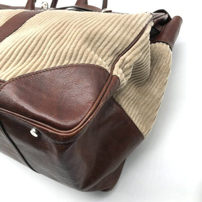 Brunello Cucinelli Weekender Country Hand Boston Leather Corduroy Travel Bag