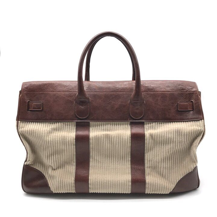 Brunello Cucinelli Weekender Country Hand Boston Leather Corduroy Travel Bag
