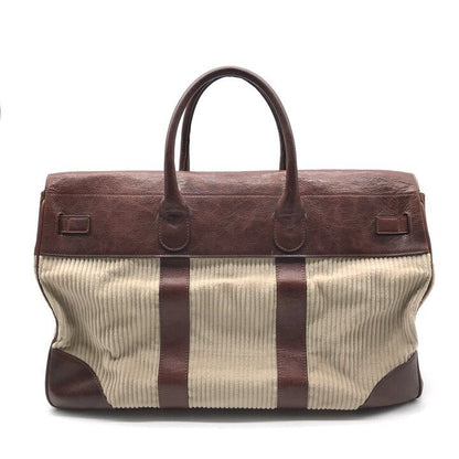 Brunello Cucinelli Weekender Country Hand Boston Leather Corduroy Travel Bag