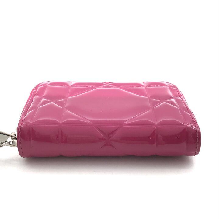 Dior Cannage Enamel Coin Case Wallet Pink