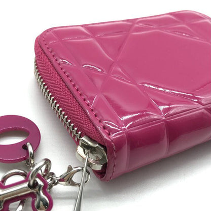 Dior Cannage Enamel Coin Case Wallet Pink