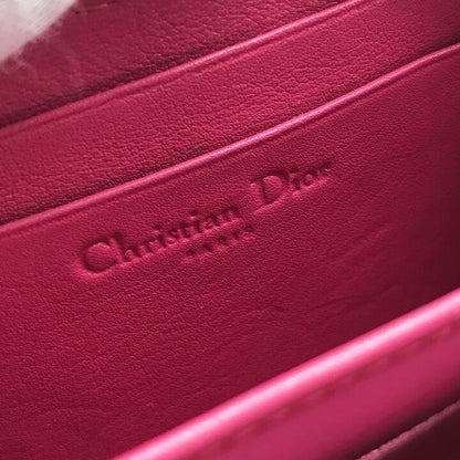 Dior Cannage Enamel Coin Case Wallet Pink