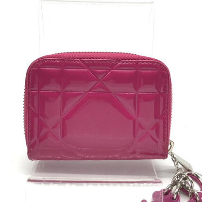 Dior Cannage Enamel Coin Case Wallet Pink