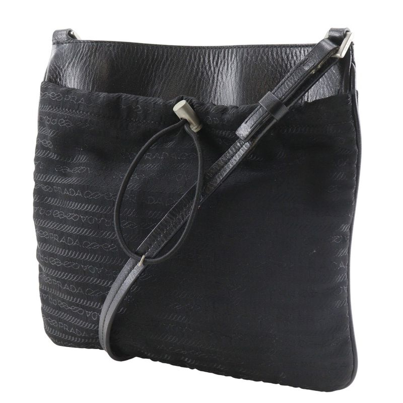Prada Pochette Nylon Leather Black Shoulder Bag