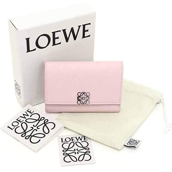 Loewe Anagram Vertical Wallet Small Trifold Pebble Grain Blossom