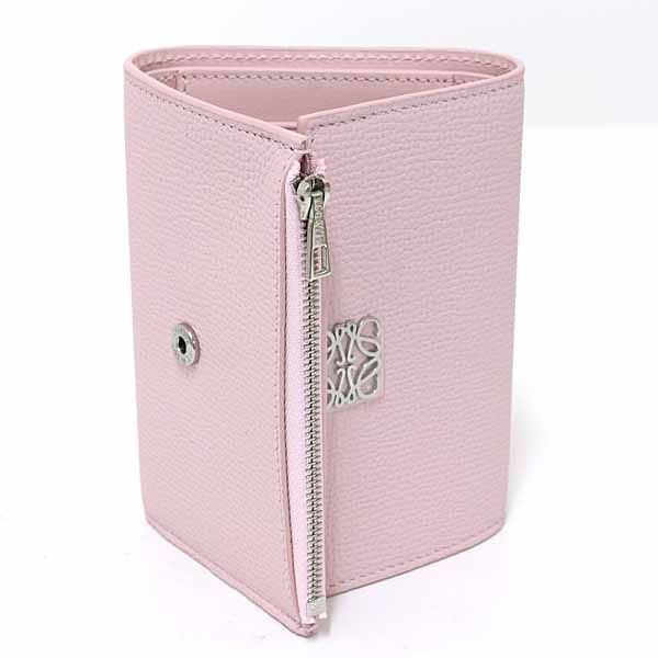 Loewe Anagram Vertical Wallet Small Trifold Pebble Grain Blossom
