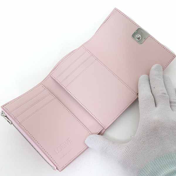 Loewe Anagram Vertical Wallet Small Trifold Pebble Grain Blossom