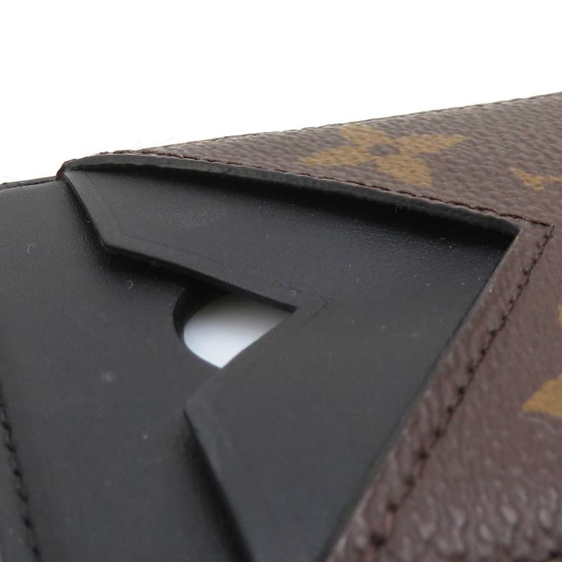 Louis Vuitton Card Case Monogram Macassar Holder Magnet Brown X Black