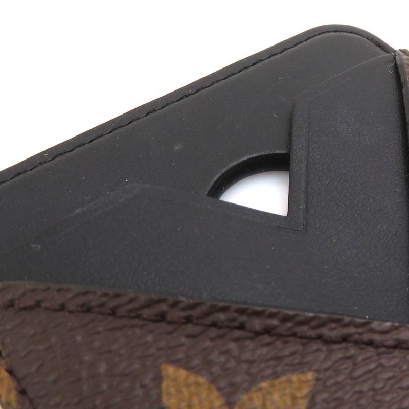 Louis Vuitton Card Case Monogram Macassar Holder Magnet Brown X Black