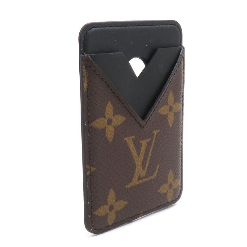 Louis Vuitton Card Case Monogram Macassar Holder Magnet Brown X Black