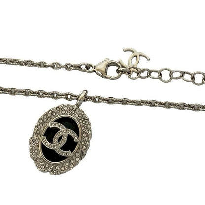 Chanel CC Logo Motif Plated Rhinestone Chain Necklace