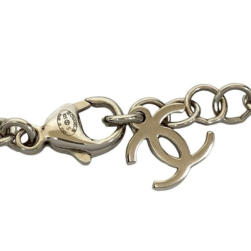 Chanel CC Logo Motif Plated Rhinestone Chain Necklace