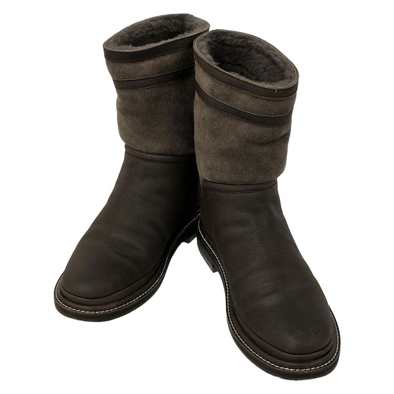 Chanel Short Boots 36 Dark Brown Leather Mouton