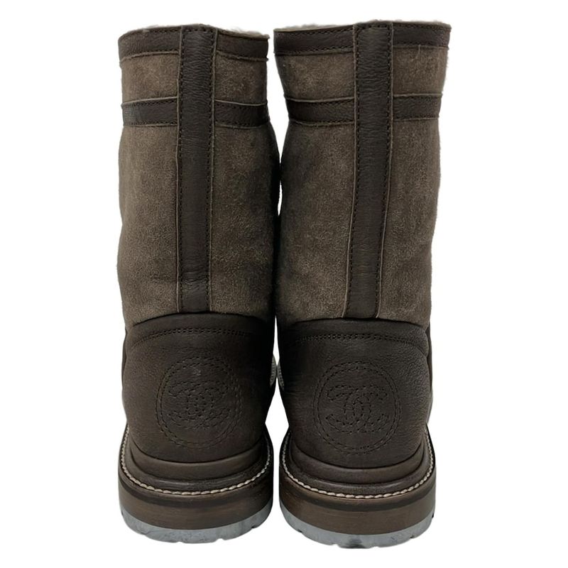 Chanel Short Boots 36 Dark Brown Leather Mouton