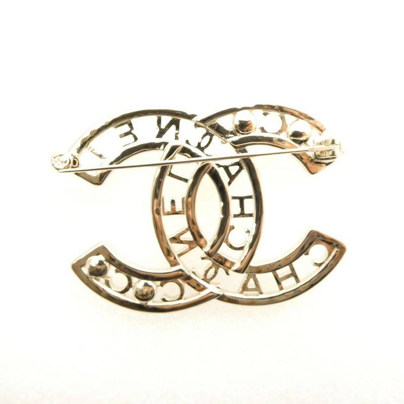 Chanel Brooch Pin CC Logo Pearl Stone