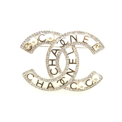 Chanel Brooch Pin CC Logo Pearl Stone