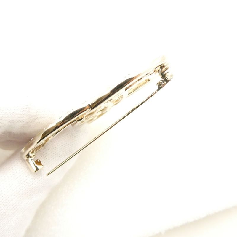 Chanel Brooch Pin CC Logo Pearl Stone