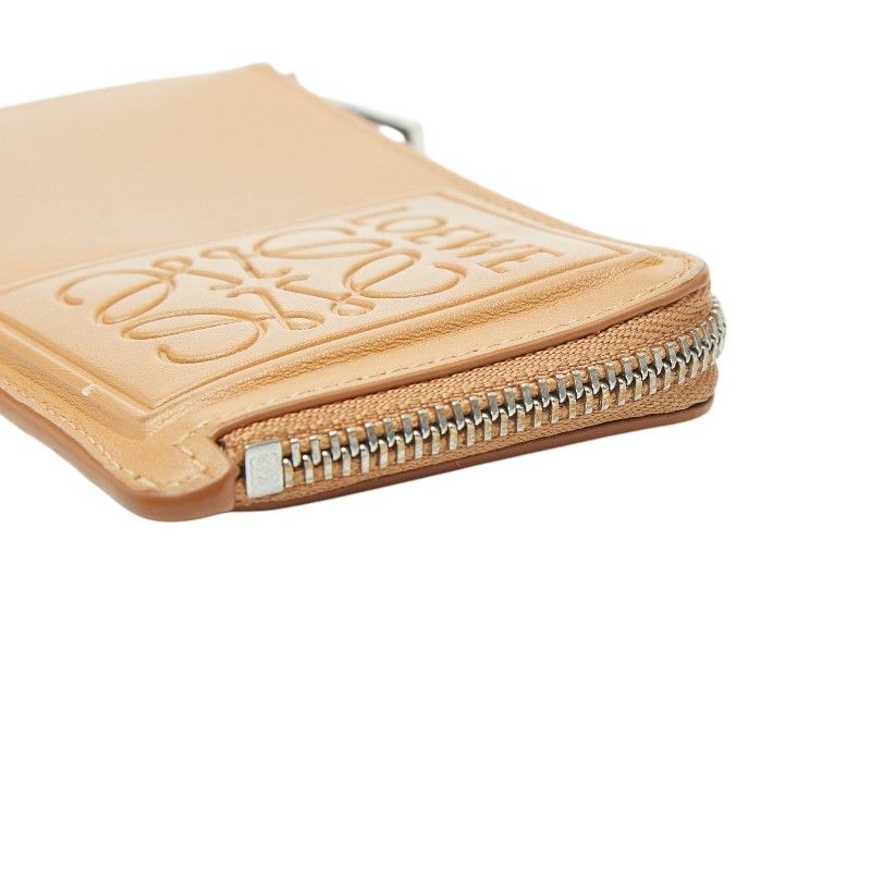Loewe Anagram Coin Case Card Camel Beige Leather