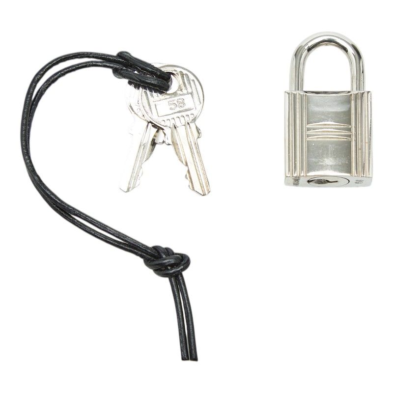 Hermes Cadena Padlock Key Set Silver Metal Key Holder