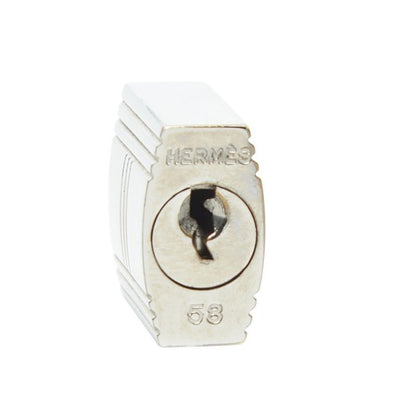 Hermes Cadena Padlock Key Set Silver Metal Key Holder