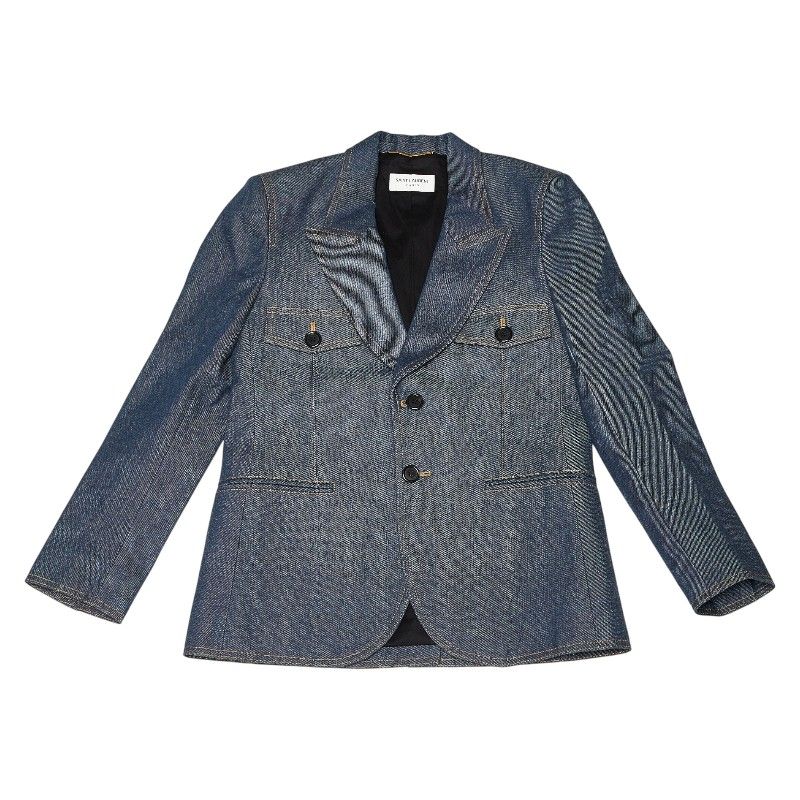 Saint Laurent Denim Jacket Pants Set Blue Black