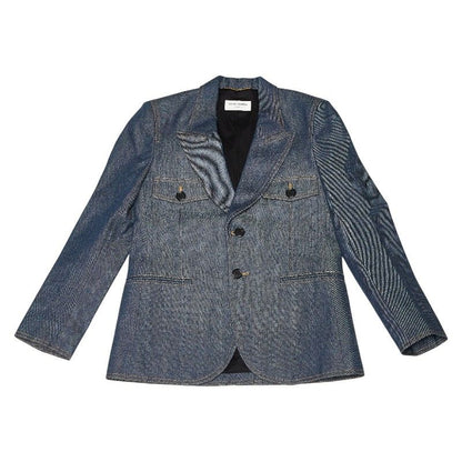 Saint Laurent Denim Jacket Pants Set Blue Black