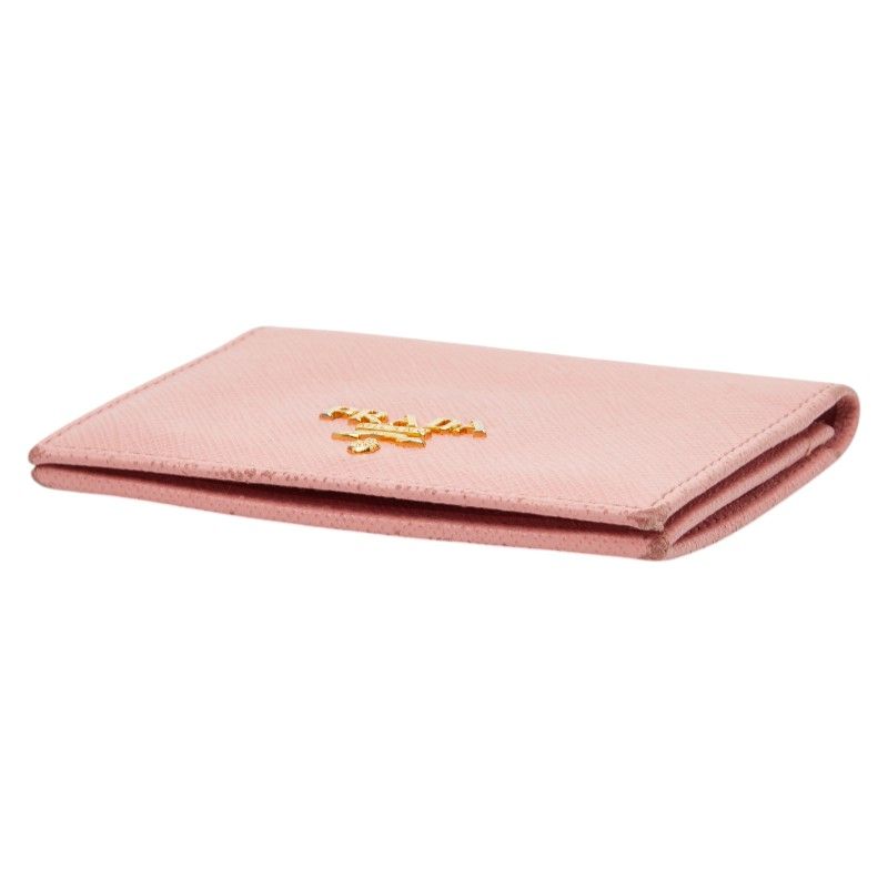 Prada Card Case Pink Saffiano Leather