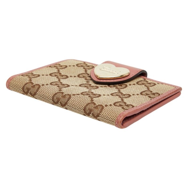 Gucci GG Canvas Card Case Beige Pink
