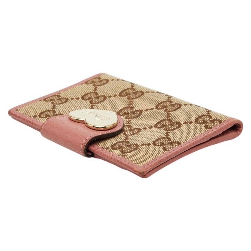 Gucci GG Canvas Card Case Beige Pink