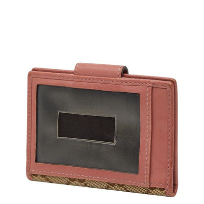 Gucci GG Canvas Card Case Beige Pink