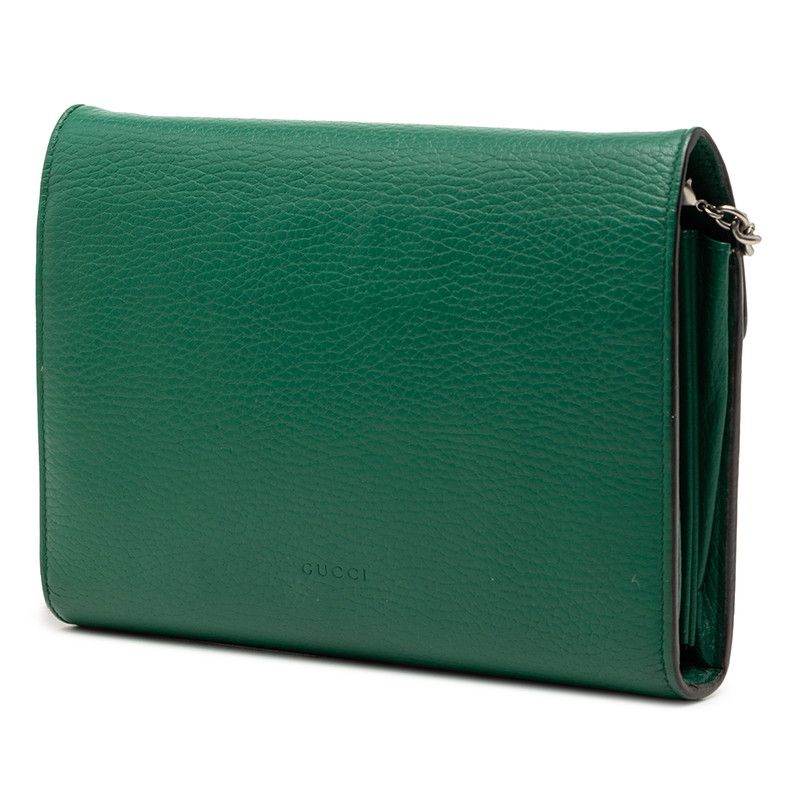 Gucci Dionysus Chain Wallet Shoulder Bag Clutch Green Leather