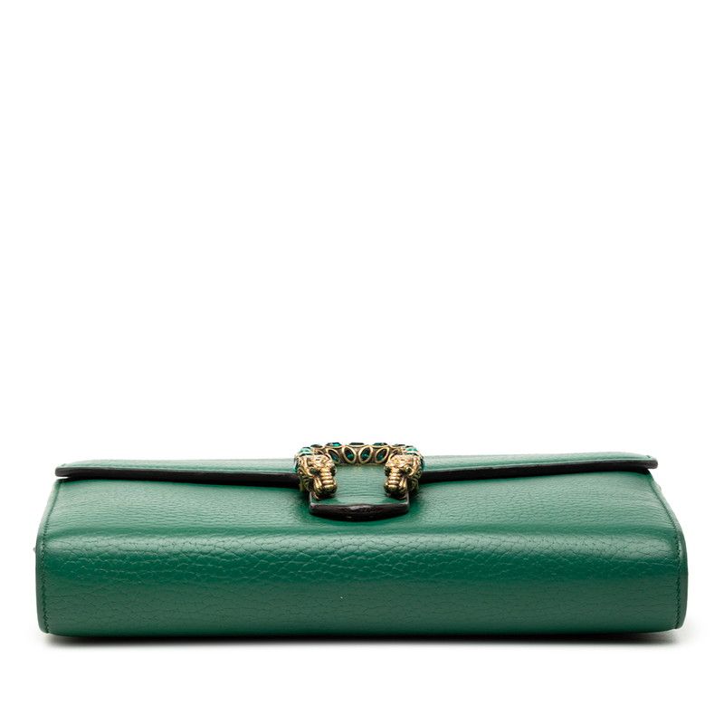 Gucci Dionysus Chain Wallet Shoulder Bag Clutch Green Leather