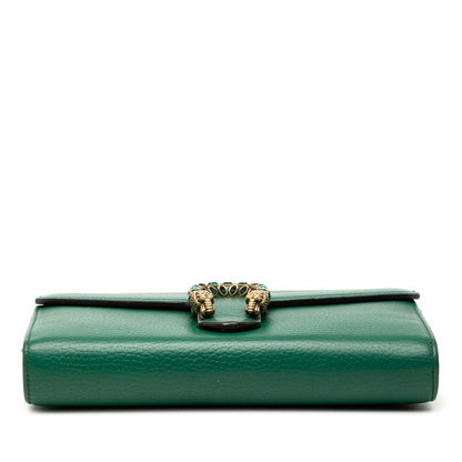 Gucci Dionysus Chain Wallet Shoulder Bag Clutch Green Leather