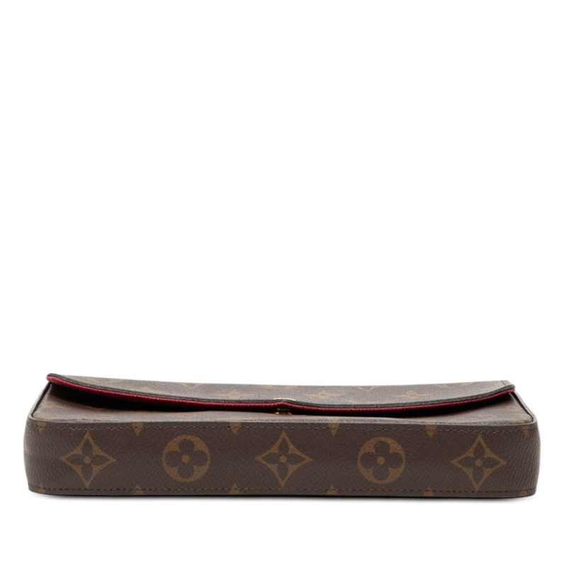 Louis Vuitton Monogram Pochette Felicie Chain Shoulder Bag Brown Fuchsia