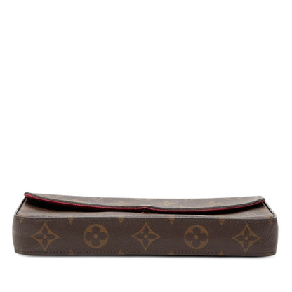 Louis Vuitton Monogram Pochette Felicie Chain Shoulder Bag Brown Fuchsia