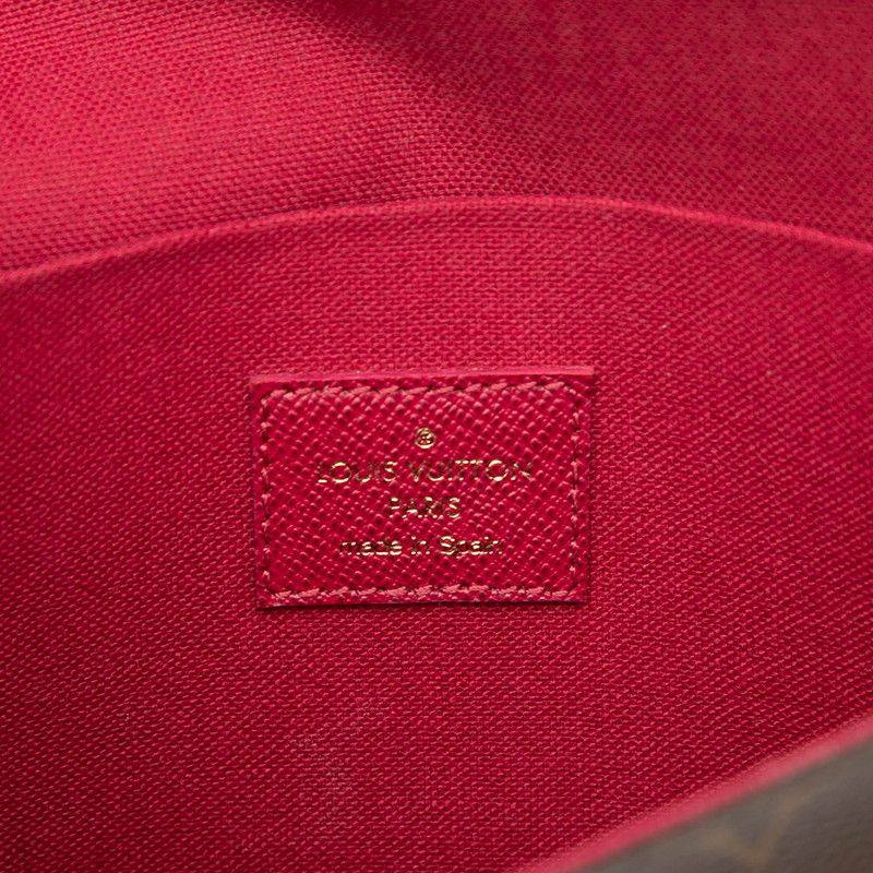 Louis Vuitton Monogram Pochette Felicie Chain Shoulder Bag Brown Fuchsia