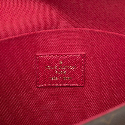 Louis Vuitton Monogram Pochette Felicie Chain Shoulder Bag Brown Fuchsia