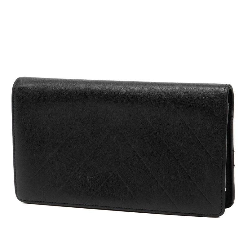 Chanel Stitch CC Logo Bifold Wallet Black Lambskin