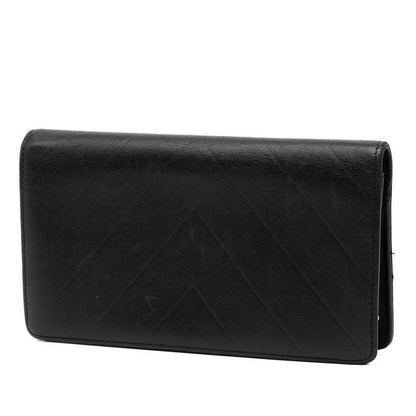 Chanel Stitch CC Logo Bifold Wallet Black Lambskin