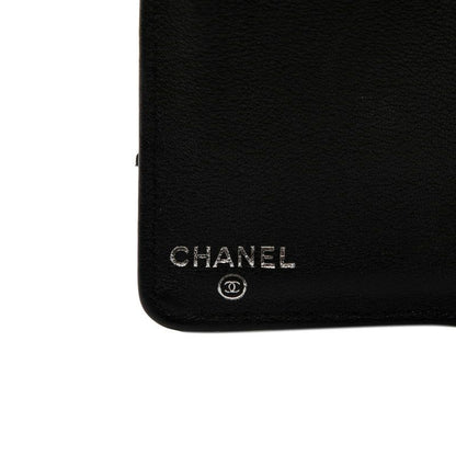 Chanel Stitch CC Logo Bifold Wallet Black Lambskin