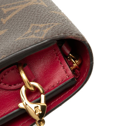 Louis Vuitton Monogram Portefeuille Floral Chain Wallet Shoulder Bag Fuchsia Brown