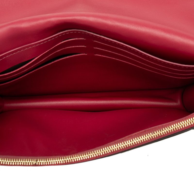 Louis Vuitton Monogram Portefeuille Floral Chain Wallet Shoulder Bag Fuchsia Brown
