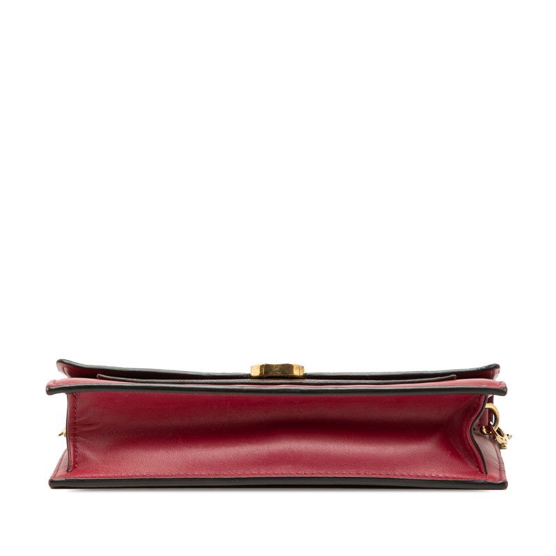 Louis Vuitton Monogram Portefeuille Floral Chain Wallet Shoulder Bag Fuchsia Brown