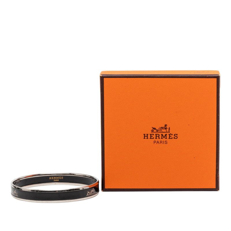 Hermes Enamel PM Silver Black Metal Silver - Black
