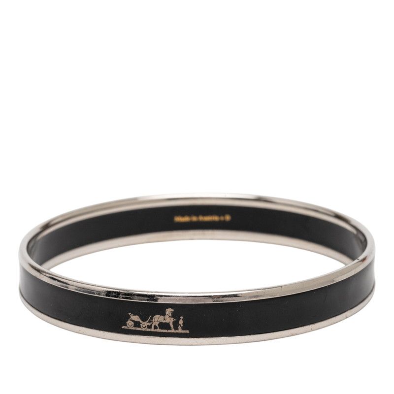 Hermes Enamel PM Silver Black Metal Silver - Black