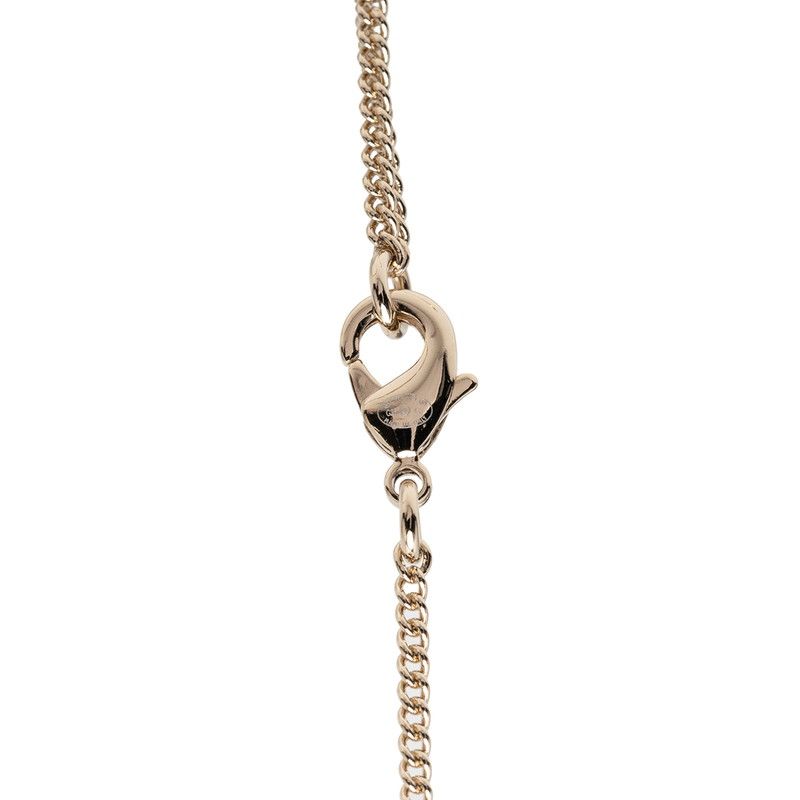 Chanel CC Logo Bambi Motif Gold Plated Faux Pearl Necklace