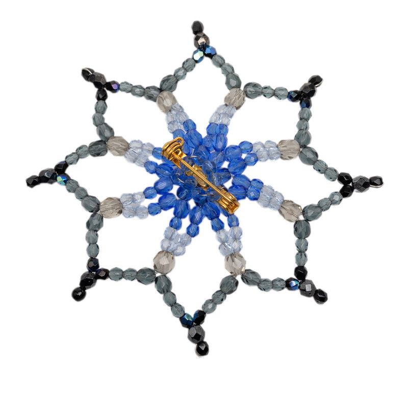 Chanel Snowflake Crystal Motif Blue Multicolor Beads Brooch
